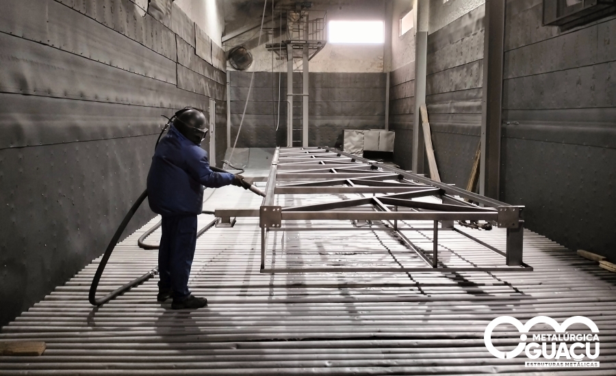 Imagem do processo de fabricação Jateamento à Granalha de Aço